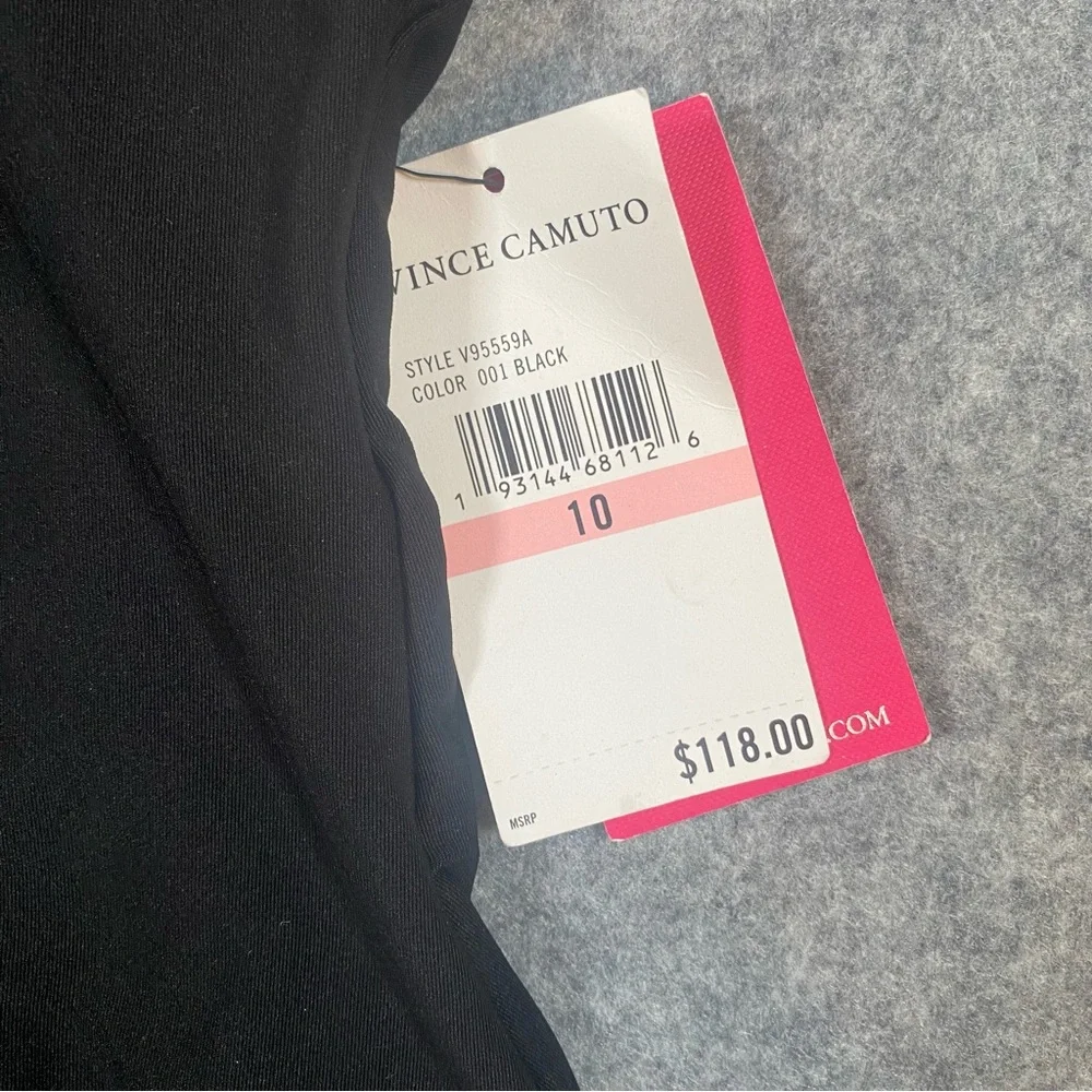 NWT Vince Camuto Plunge Neck Halter Open Back One-Piece Swimsuit Size 10 Black - Picture 6 of 12